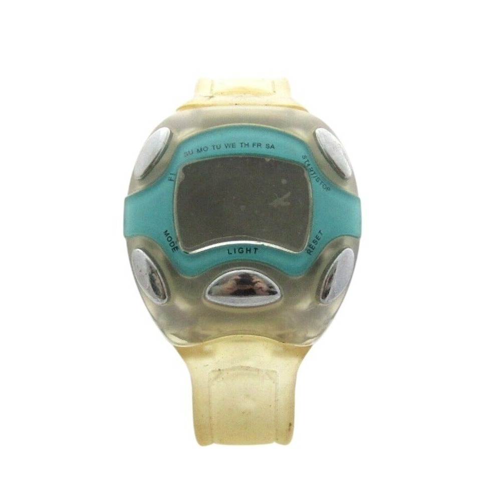 Yellow & Blue Clear Plastic Women's Digital Wristwatch,‎ Timer, Light, Alarm
